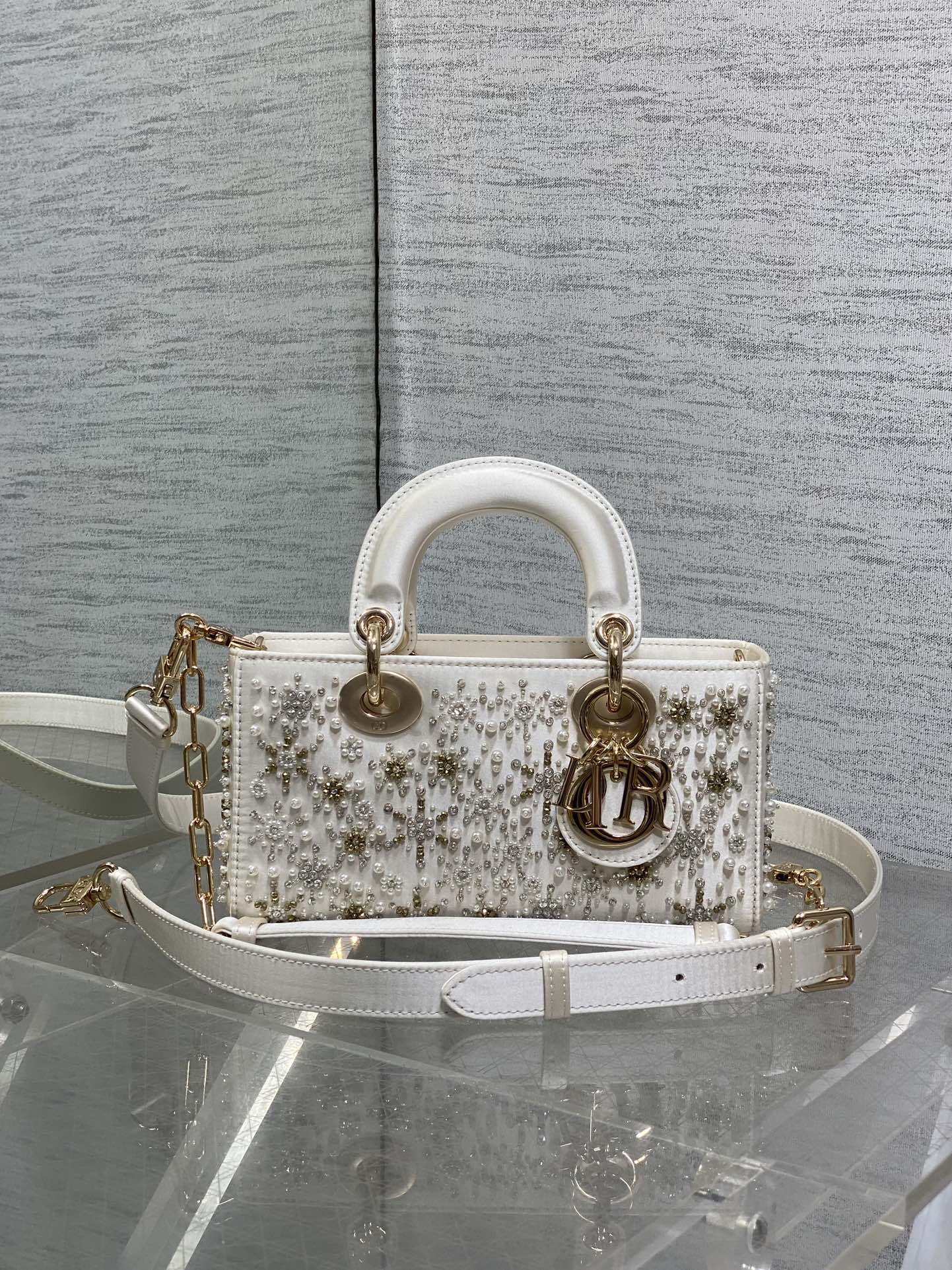 DIOR Small D-Joy Bag Latte Cannage Calfskin Embroidered With Multicolor Beads Women DIOR Small D-Joy Bag Latte Cannage Calfskin Embroidered With Multicolor Beads Women