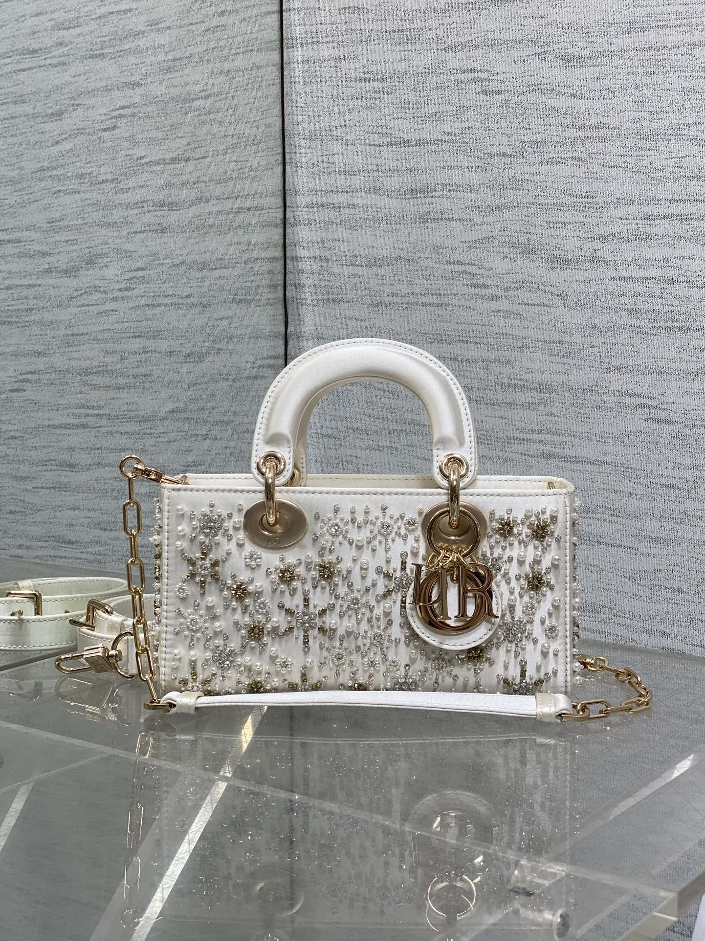 DIOR Small D-Joy Bag Latte Cannage Calfskin Embroidered With Multicolor Beads Women DIOR Small D-Joy Bag Latte Cannage Calfskin Embroidered With Multicolor Beads Women