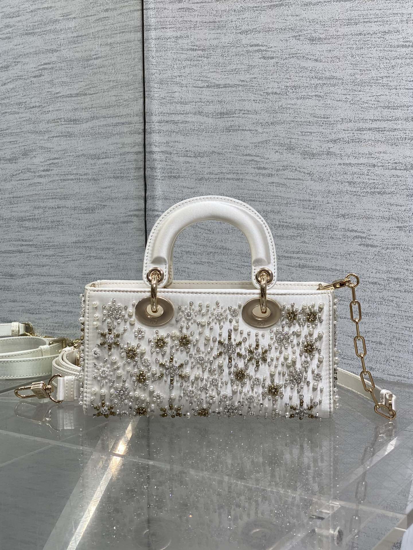 DIOR Small D-Joy Bag Latte Cannage Calfskin Embroidered With Multicolor Beads Women DIOR Small D-Joy Bag Latte Cannage Calfskin Embroidered With Multicolor Beads Women