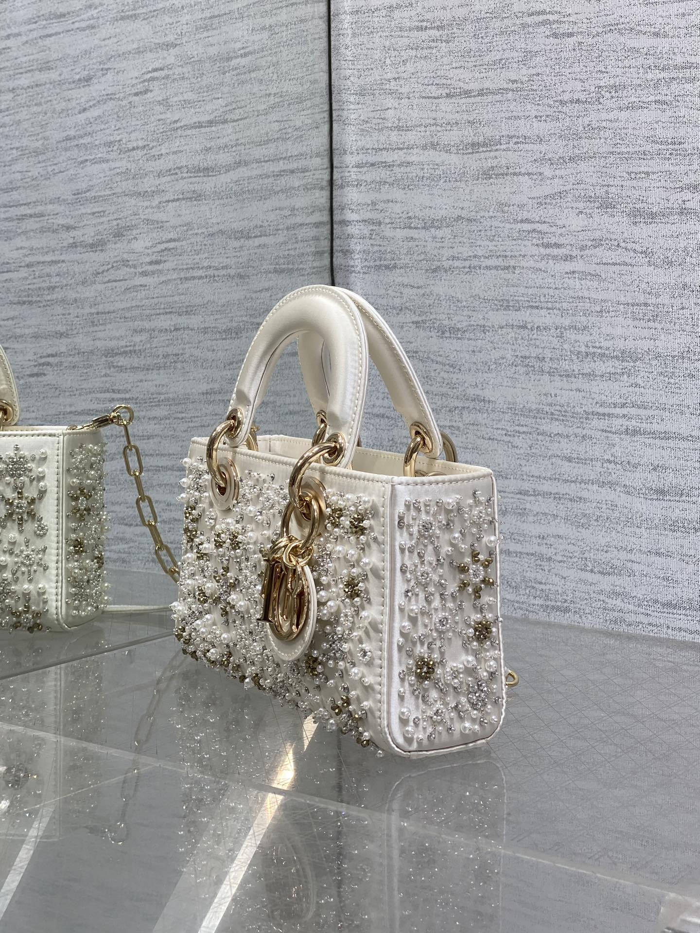 DIOR Small D-Joy Bag Latte Cannage Calfskin Embroidered With Multicolor Beads Women DIOR Small D-Joy Bag Latte Cannage Calfskin Embroidered With Multicolor Beads Women