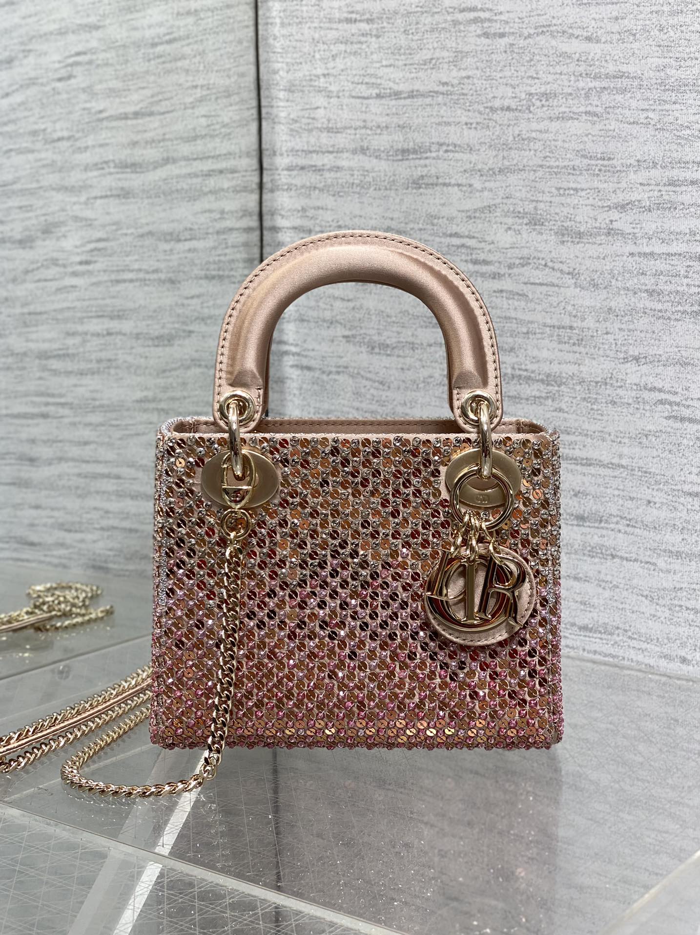 DIOR Small D-Joy Bag Latte Cannage Calfskin Embroidered With Multicolor Beads Women DIOR Small D-Joy Bag Latte Cannage Calfskin Embroidered With Multicolor Beads Women