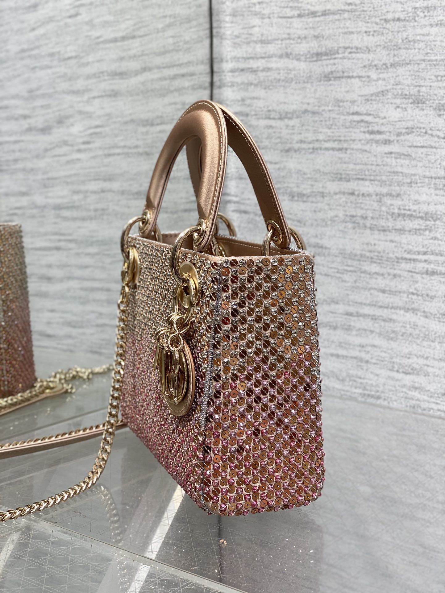 DIOR Small D-Joy Bag Latte Cannage Calfskin Embroidered With Multicolor Beads Women DIOR Small D-Joy Bag Latte Cannage Calfskin Embroidered With Multicolor Beads Women