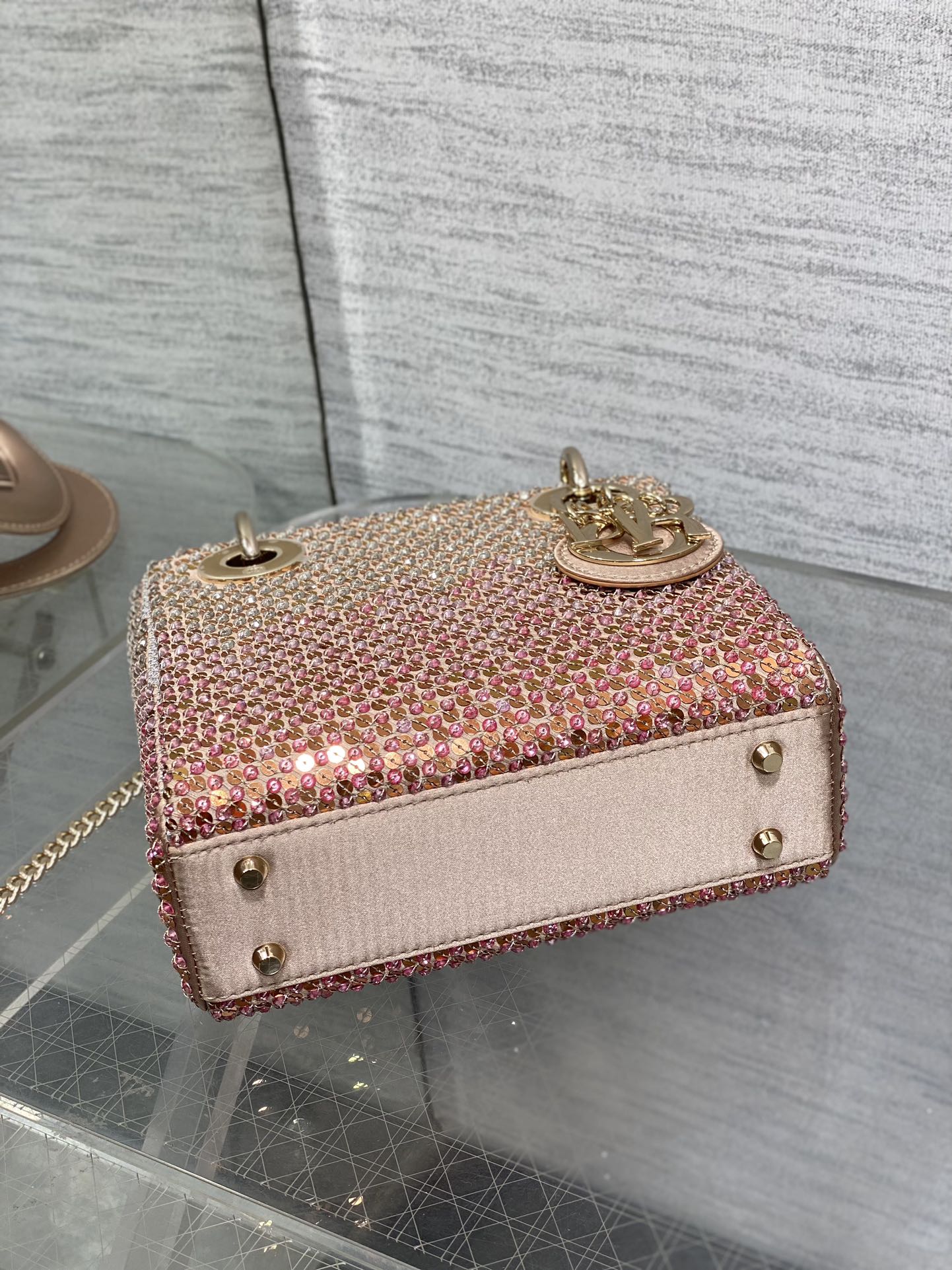 DIOR Small D-Joy Bag Latte Cannage Calfskin Embroidered With Multicolor Beads Women DIOR Small D-Joy Bag Latte Cannage Calfskin Embroidered With Multicolor Beads Women