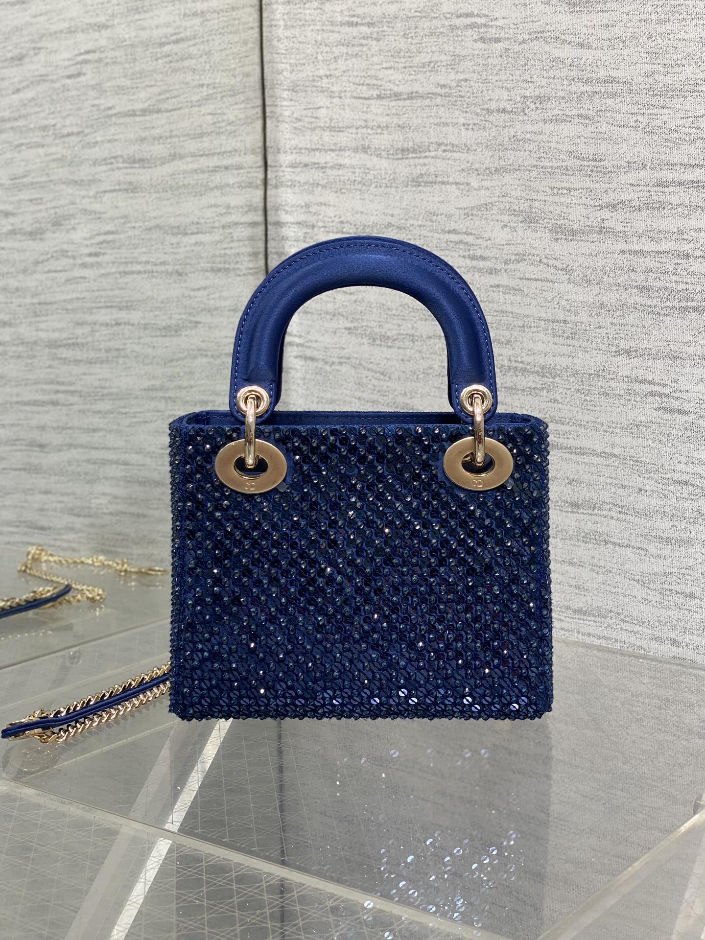 Mini Lady Dior Bag Metallic Lambskin and Rose des Vents Satin Embroidered with Beads