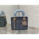 Dior Lady D Small Blue Metallic With Bead Embroidery shoulder Bag Dior Lady D Small Blue Metallic With Bead Embroidery shoulder Bag