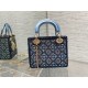 Dior Lady D Small Blue Metallic With Bead Embroidery shoulder Bag Dior Lady D Small Blue Metallic With Bead Embroidery shoulder Bag