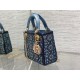 Dior Lady D Small Blue Metallic With Bead Embroidery shoulder Bag Dior Lady D Small Blue Metallic With Bead Embroidery shoulder Bag