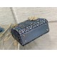 Dior Lady D Small Blue Metallic With Bead Embroidery shoulder Bag Dior Lady D Small Blue Metallic With Bead Embroidery shoulder Bag
