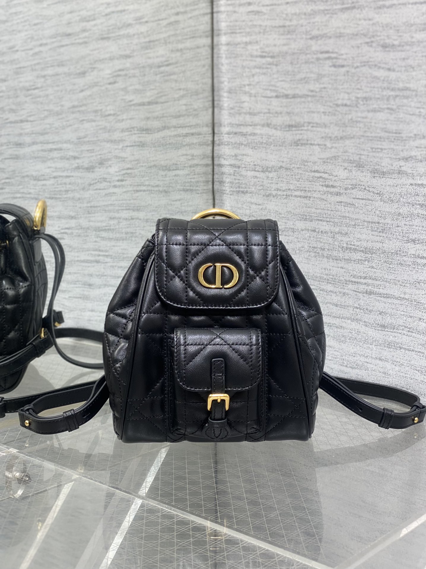 Small Dior Caro Backpack Black Macrocannage Lambskin Small Dior Caro Backpack Black Macrocannage Lambskin