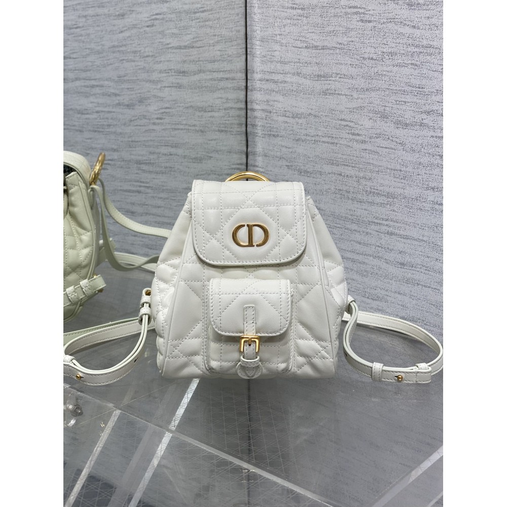Small Dior Caro Backpack Latte Macrocannage Lambskin