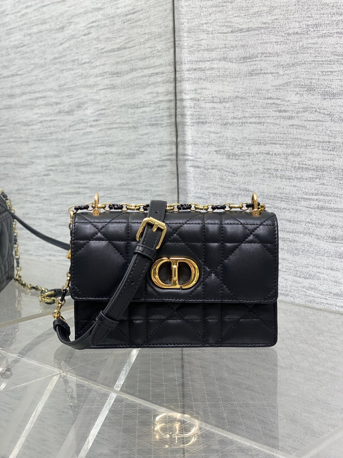DIOR  Miss Caro Mini Bag Black Macrocannage Lambskin 