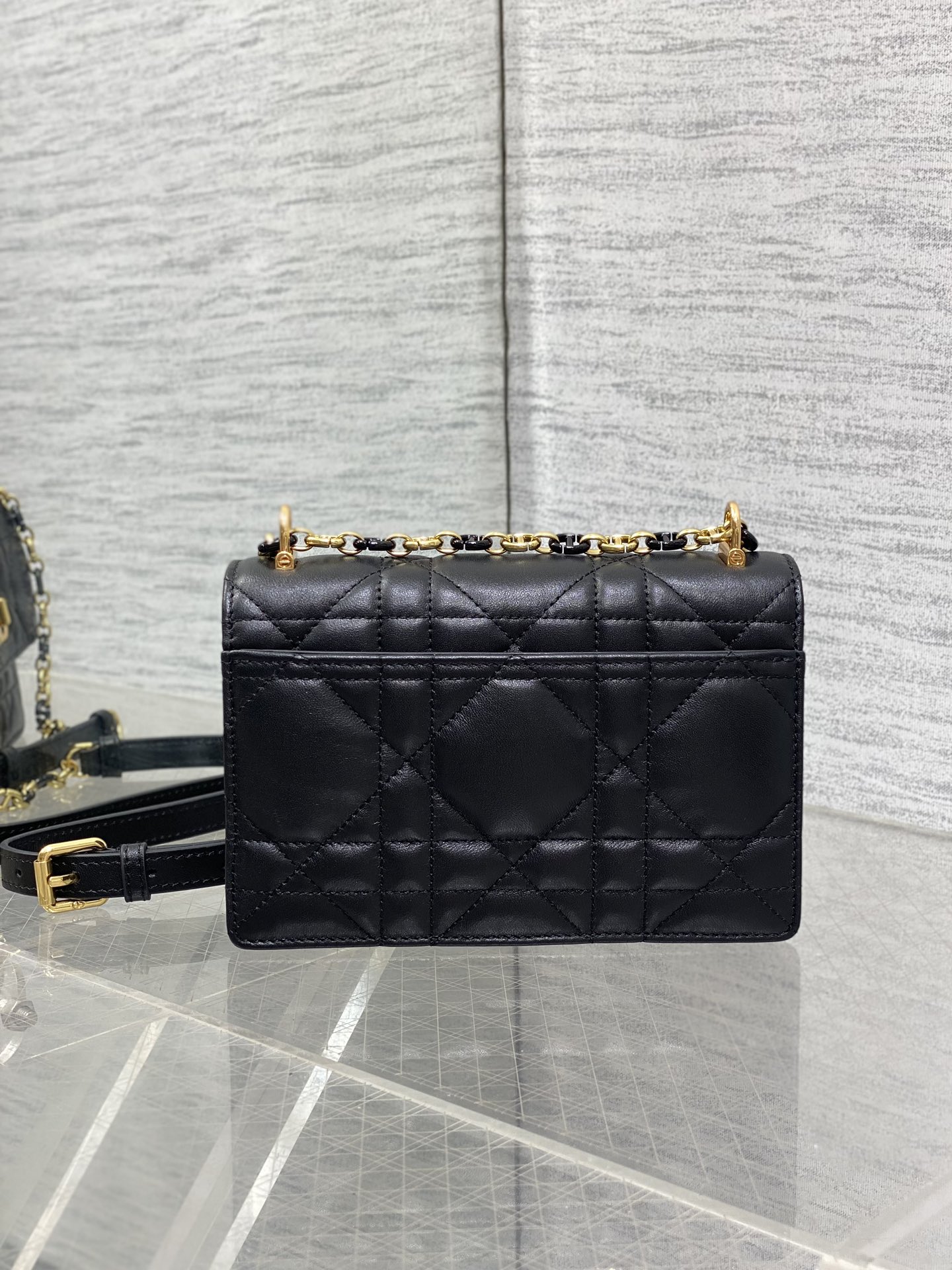 DIOR  Miss Caro Mini Bag Black Macrocannage Lambskin 