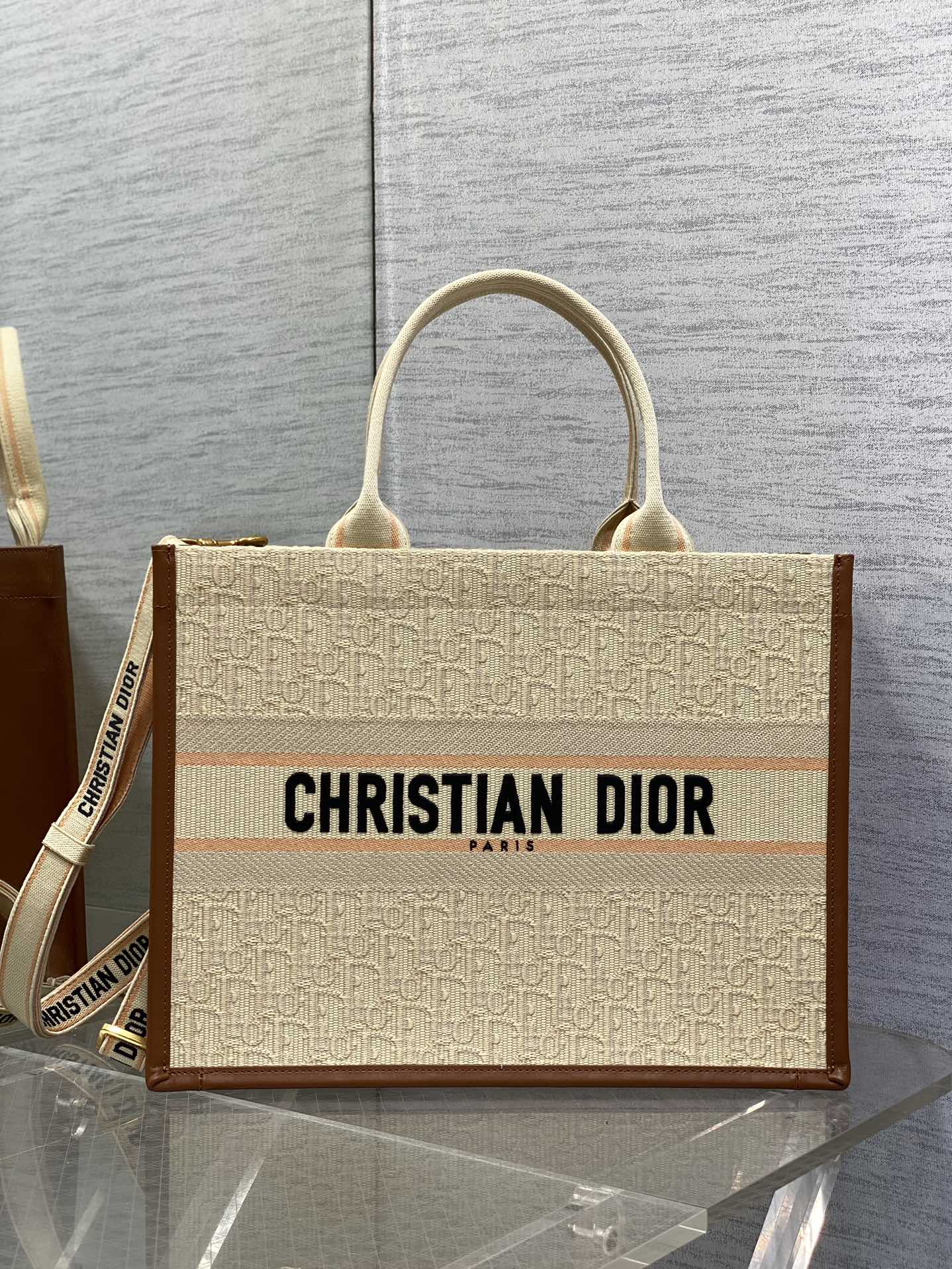Dior Small Dior Book Tote Beige Oblique Embroidered Raffia And Camel Calfskin Dior Small Dior Book Tote Beige Oblique Embroidered Raffia And Camel Calfskin