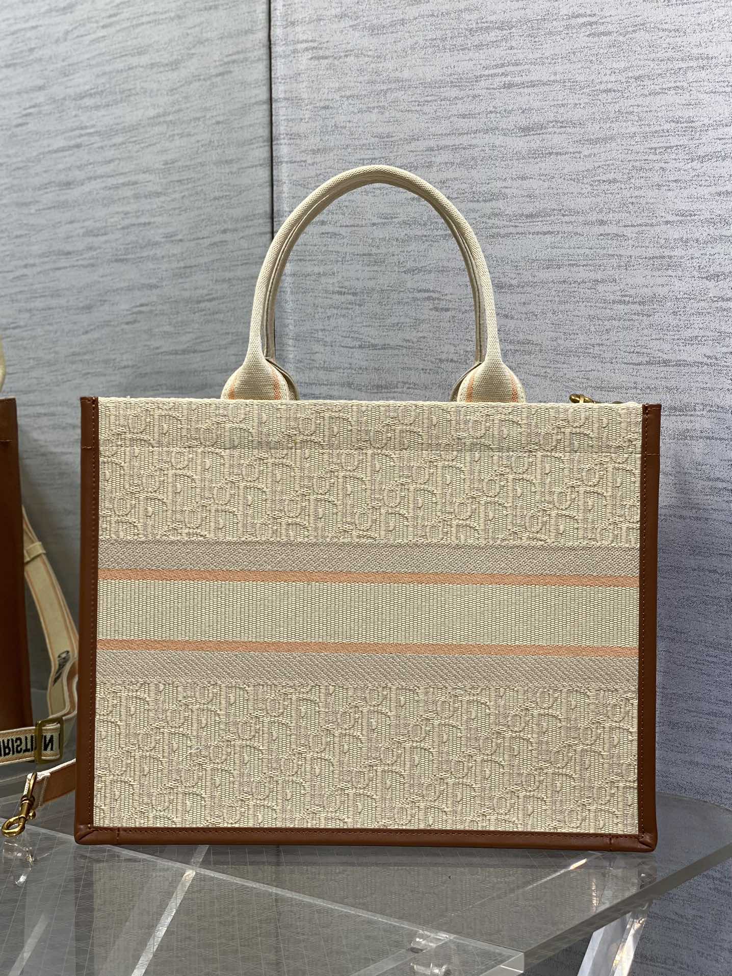 Dior Small Dior Book Tote Beige Oblique Embroidered Raffia And Camel Calfskin Dior Small Dior Book Tote Beige Oblique Embroidered Raffia And Camel Calfskin