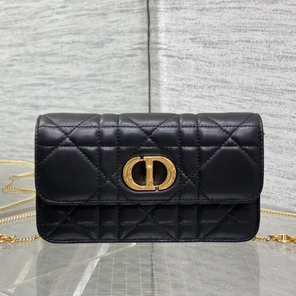 Dior Small Soft Miss Caro Bag Macrocannage Lambskin Black