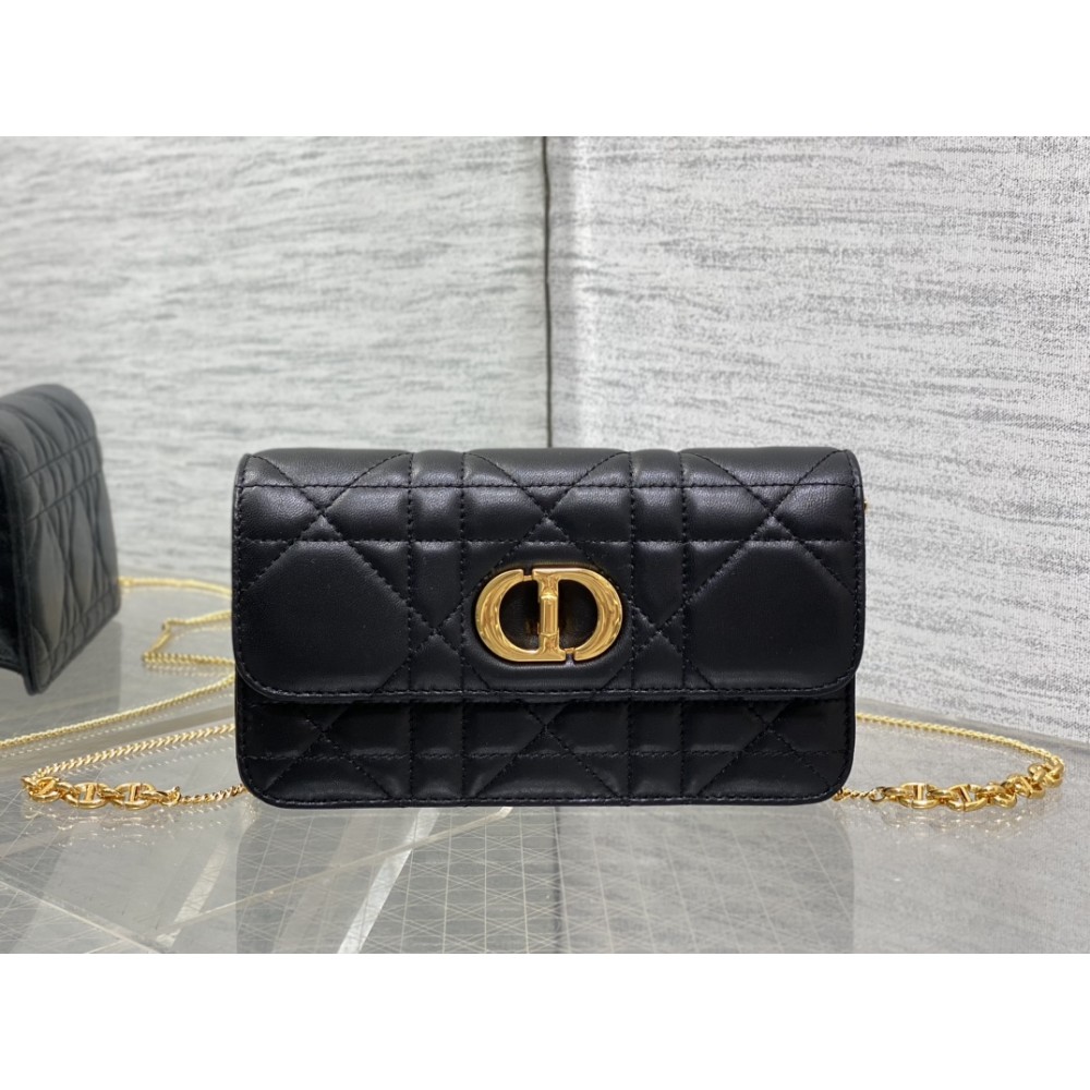 Dior Small Soft Miss Caro Bag Macrocannage Lambskin Black