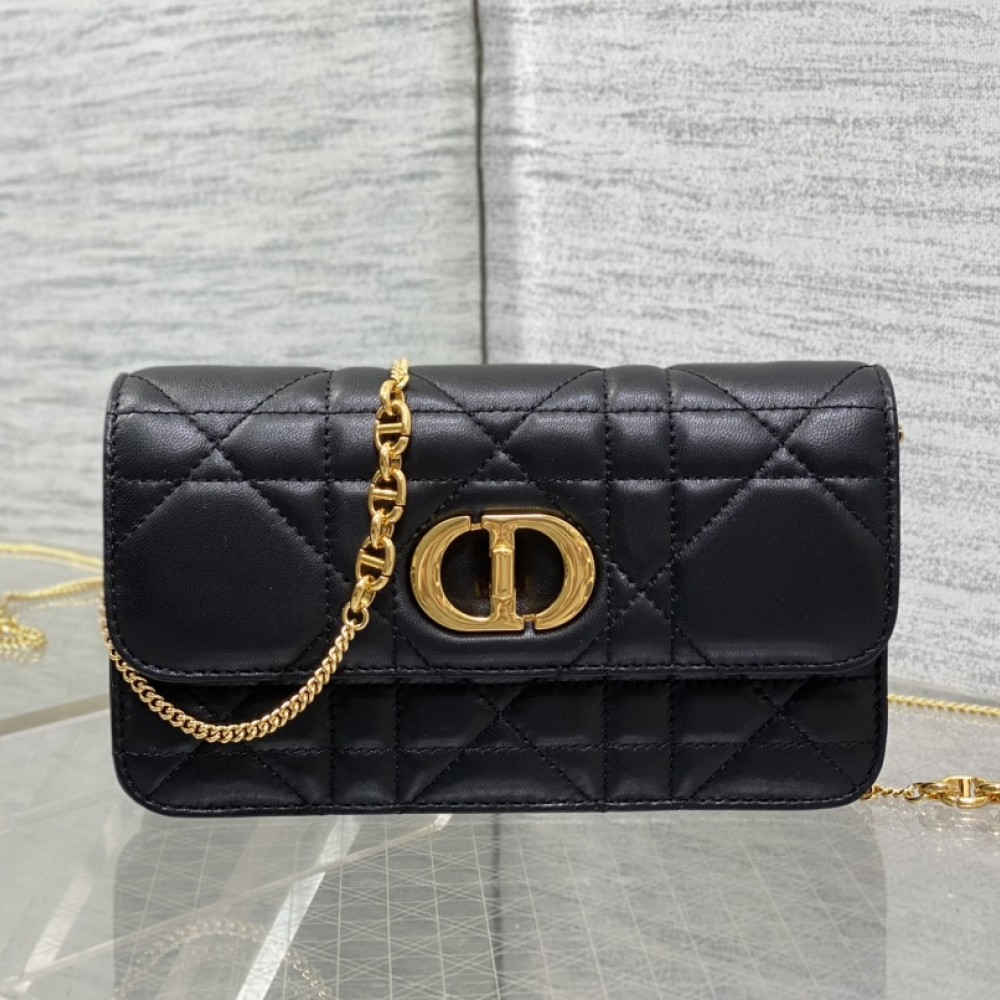 Dior Small Soft Miss Caro Bag Macrocannage Lambskin Black