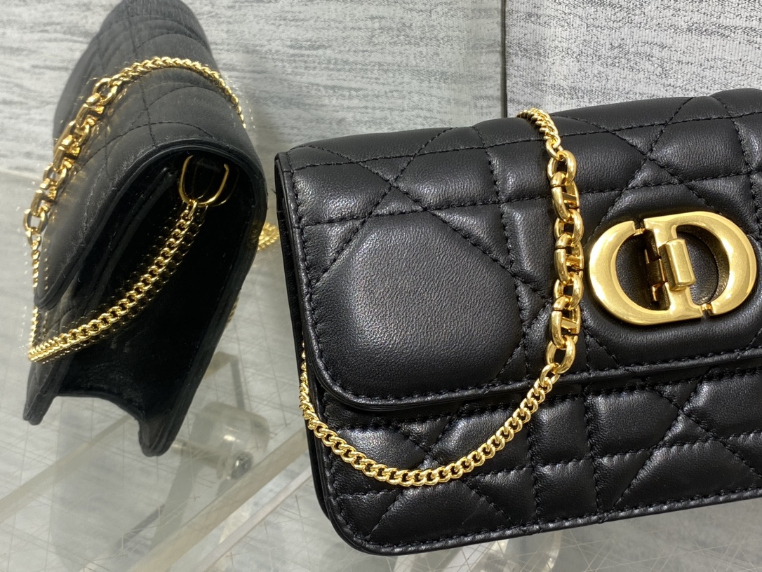 Dior Small Soft Miss Caro Bag Macrocannage Lambskin Black