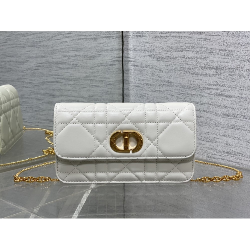 Dior Small Soft Miss Caro Bag Macrocannage Lambskin White