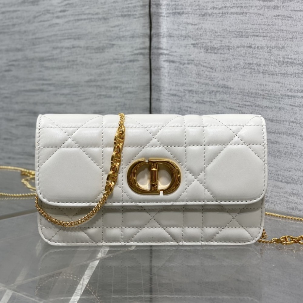 Dior Small Soft Miss Caro Bag Macrocannage Lambskin White