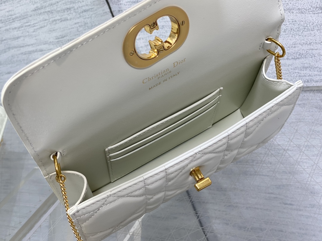 Dior Small Soft Miss Caro Bag Macrocannage Lambskin White