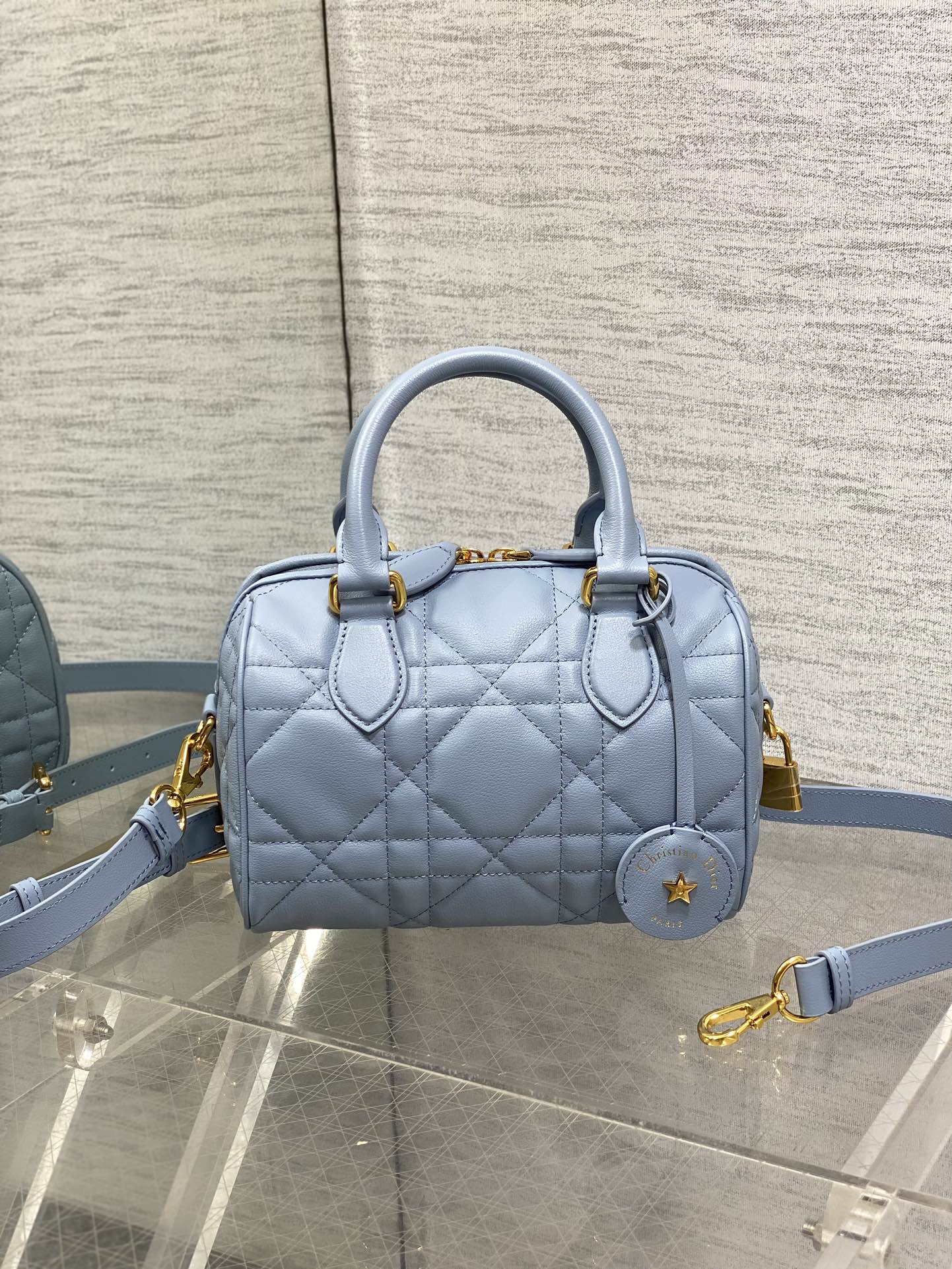 DIOR  Groove 20 Bag Pale Blue Macrocannage Calfskin