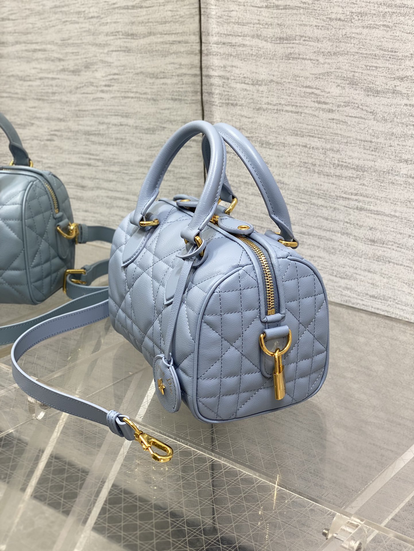 DIOR  Groove 20 Bag Pale Blue Macrocannage Calfskin