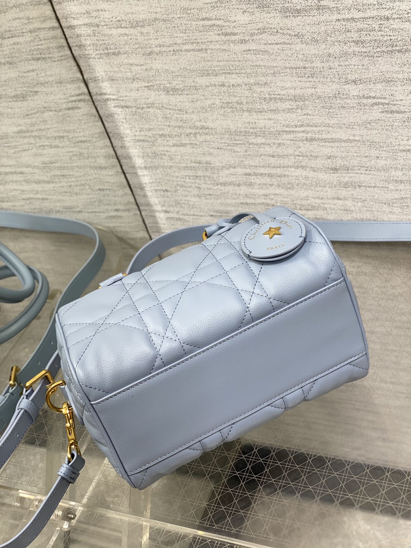 DIOR  Groove 20 Bag Pale Blue Macrocannage Calfskin