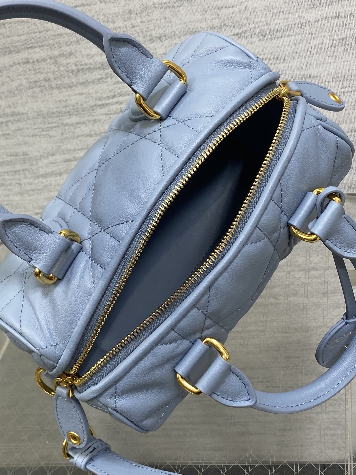 DIOR  Groove 20 Bag Pale Blue Macrocannage Calfskin