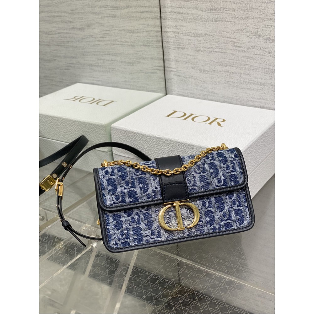 DIOR 30 Montaigne Bag Blue Dior Oblique Jacquard 