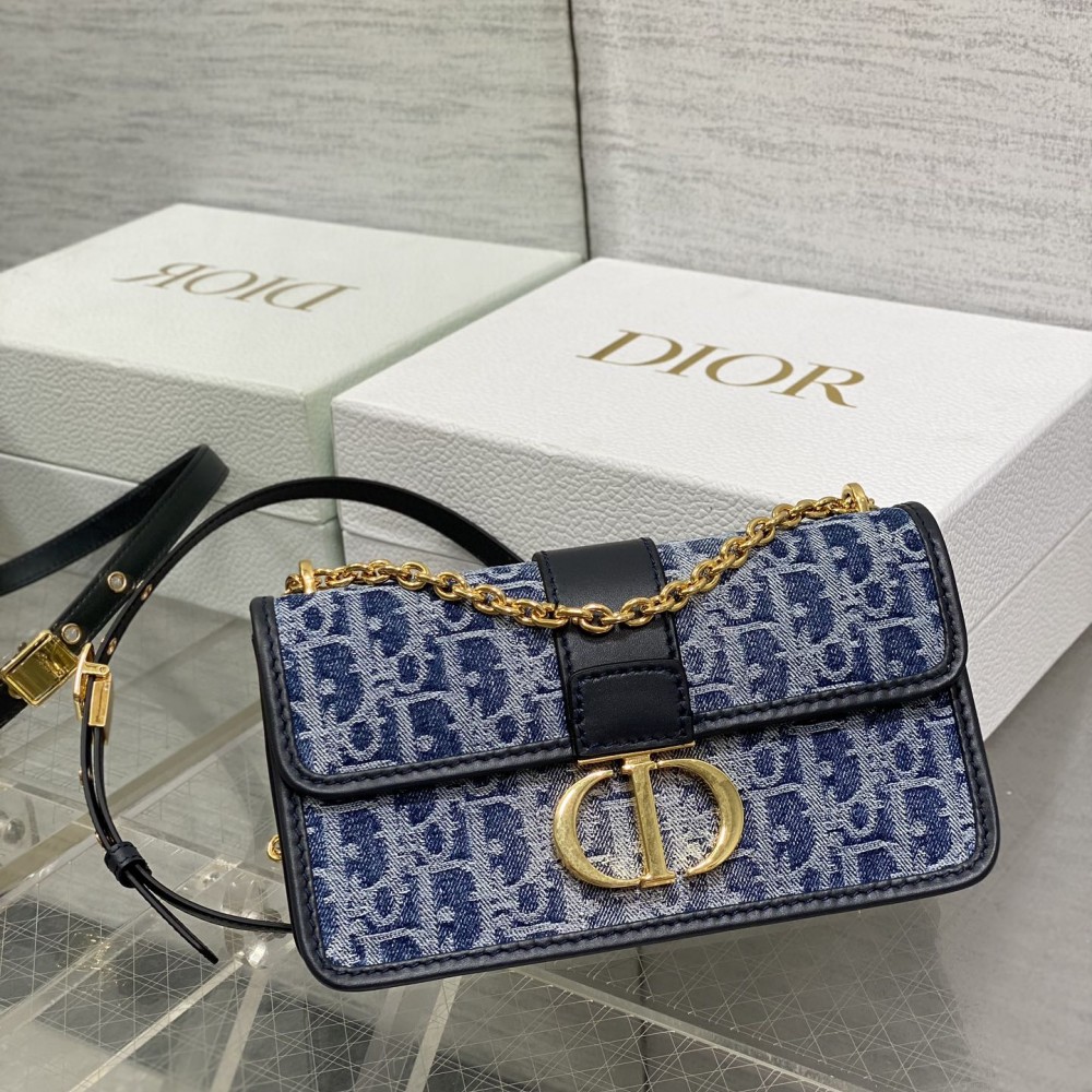 DIOR 30 Montaigne Bag Blue Dior Oblique Jacquard 