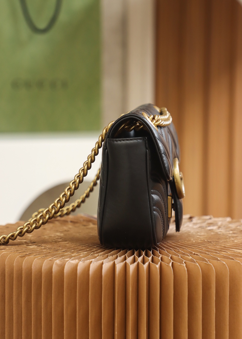 GUCCI Black Matelasse Calfskin Small GG Marmont Shoulder Bag GUCCI Black Matelasse Calfskin Small GG Marmont Shoulder Bag