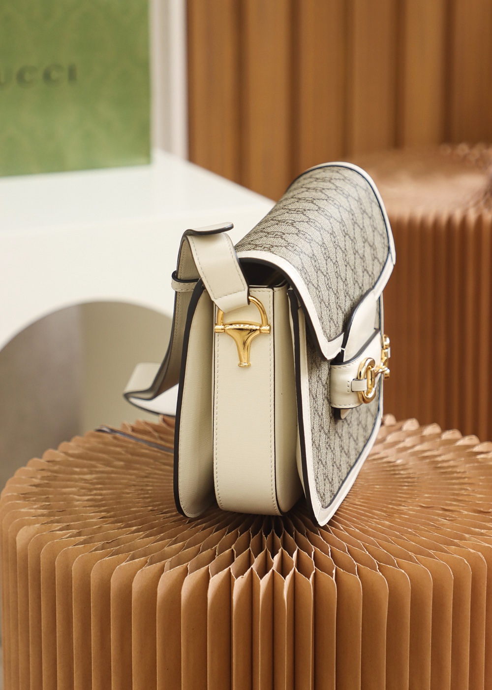 GUCCI GG Supreme Gucci 1955 Horsebit Shoulder Bag GUCCI GG Supreme Gucci 1955 Horsebit Shoulder Bag