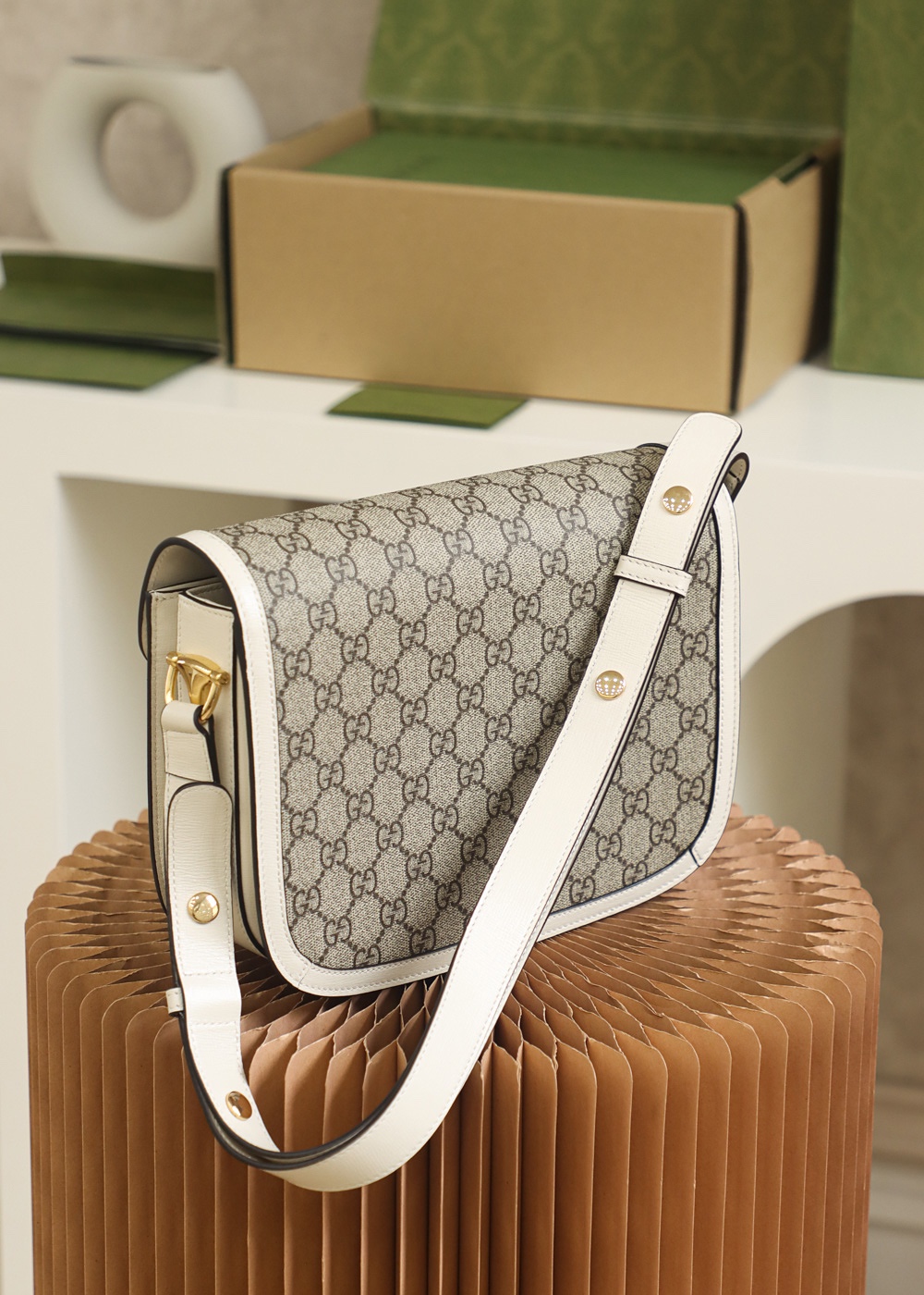 GUCCI GG Supreme Gucci 1955 Horsebit Shoulder Bag GUCCI GG Supreme Gucci 1955 Horsebit Shoulder Bag