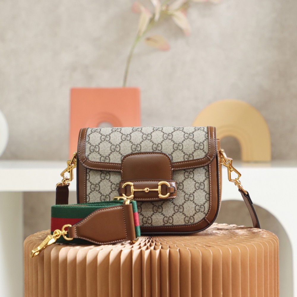 GUCCI GG Brown Gucci 1955 Mini Horsebit Shoulder Bag