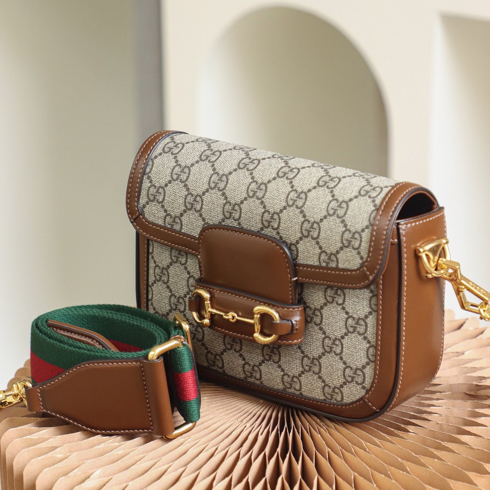 GUCCI GG Brown Gucci 1955 Mini Horsebit Shoulder Bag