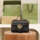 GUCCl GG Marmont Small Top Handle Bag,Black/Brown, Leather