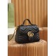 GUCCl GG Marmont Small Top Handle Bag,Black/Brown, Leather