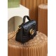 GUCCl GG Marmont Small Top Handle Bag,Black/Brown, Leather