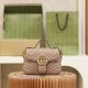GUCCl GG Marmont Small Top Handle Bag,Black/Brown, Leather