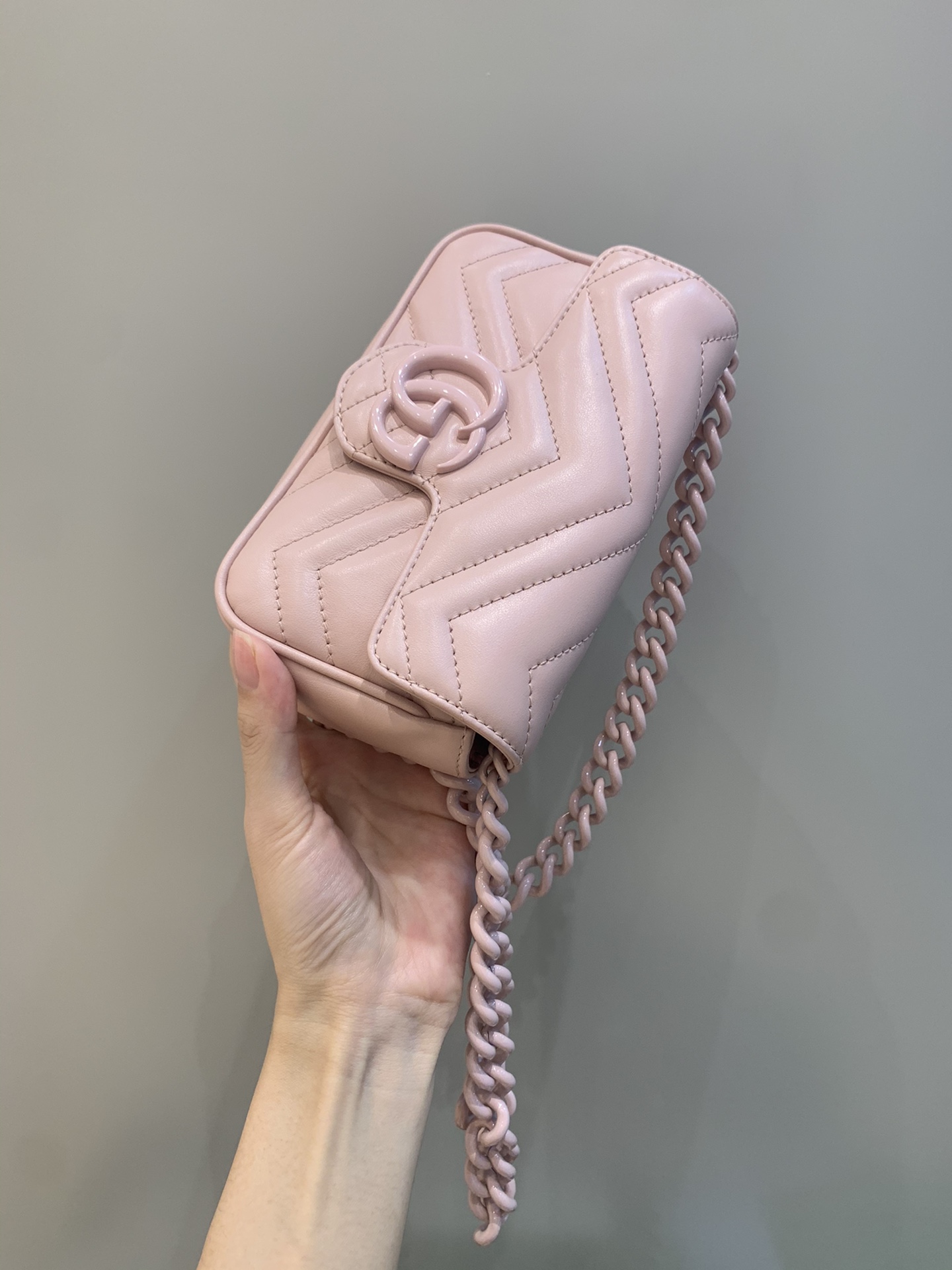 GG Marmont small shoulder bag Pink/White GG Marmont small shoulder bag Pink/White