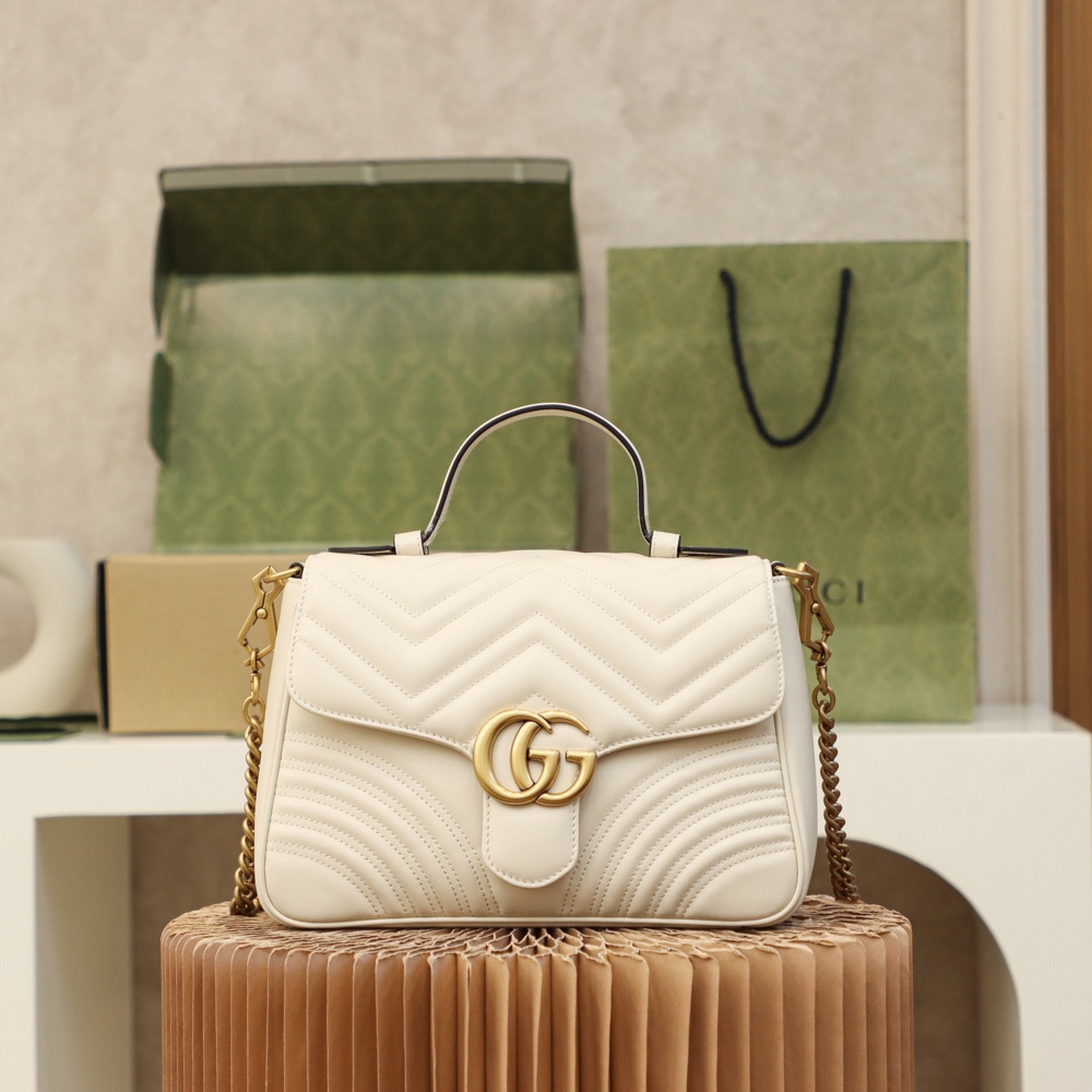 GUCCl GG Marmont Medium Top Handle Bag,Black/Brown, Leather GUCCl GG Marmont Medium Top Handle Bag,Black/Brown, Leather