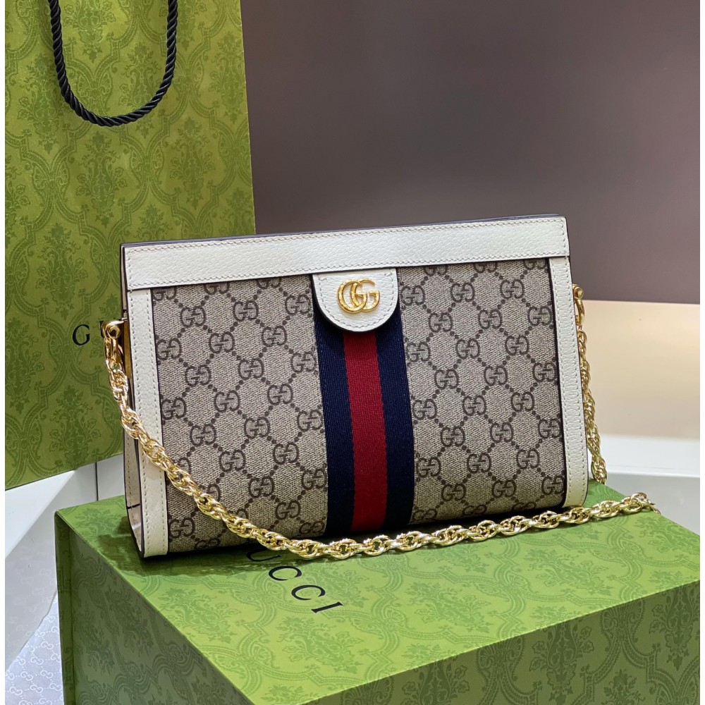 GUCCI Ophidia Canvas With Leather Chain Bag Envelope Bag Clutches Shoulder Bag Crossbody Bag Mini Women's Ebony/Brown