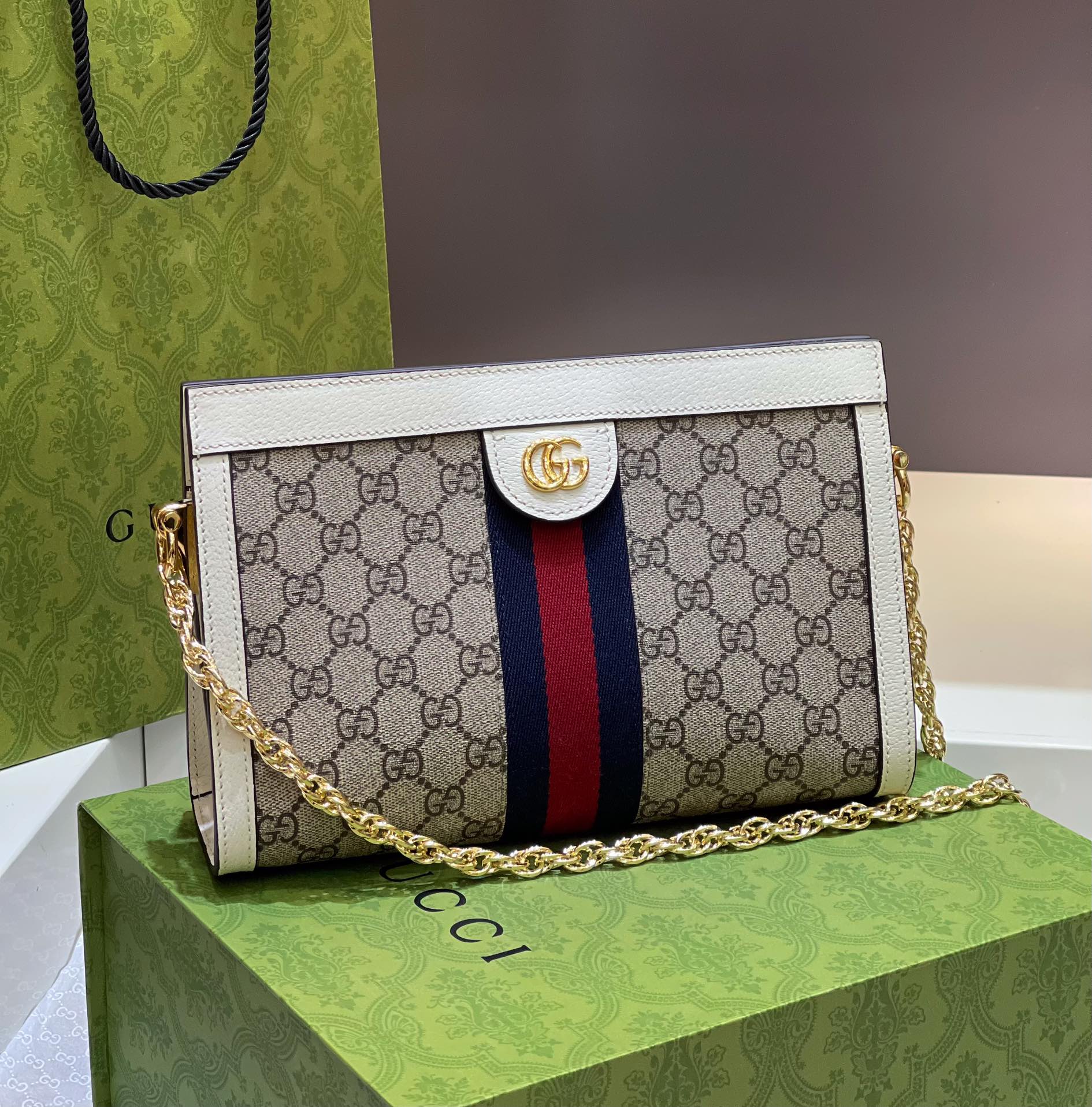 GUCCI Ophidia Canvas With Leather Chain Bag Envelope Bag Clutches Shoulder Bag Crossbody Bag Mini Women's Ebony/Brown GUCCI Ophidia Canvas With Leather Chain Bag Envelope Bag Clutches Shoulder Bag Crossbody Bag Mini Women's Ebony/Brown