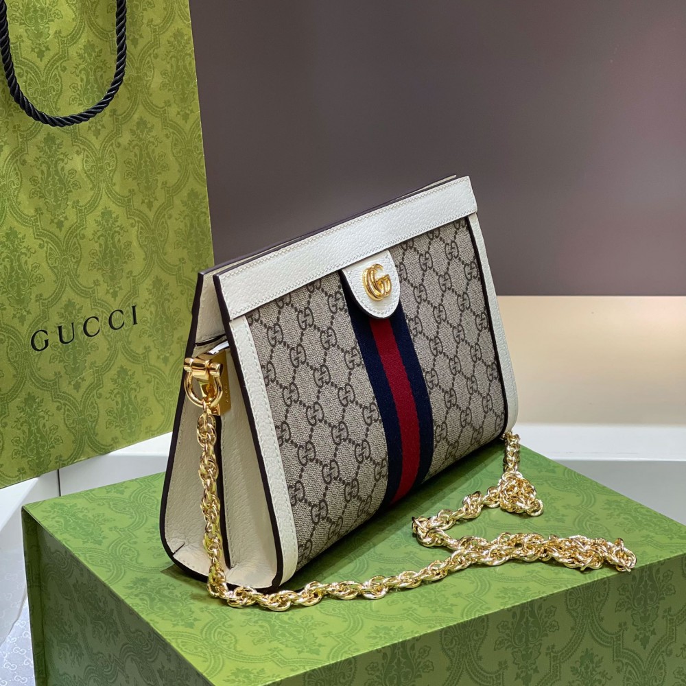GUCCI Ophidia Canvas With Leather Chain Bag Envelope Bag Clutches Shoulder Bag Crossbody Bag Mini Women's Ebony/Brown