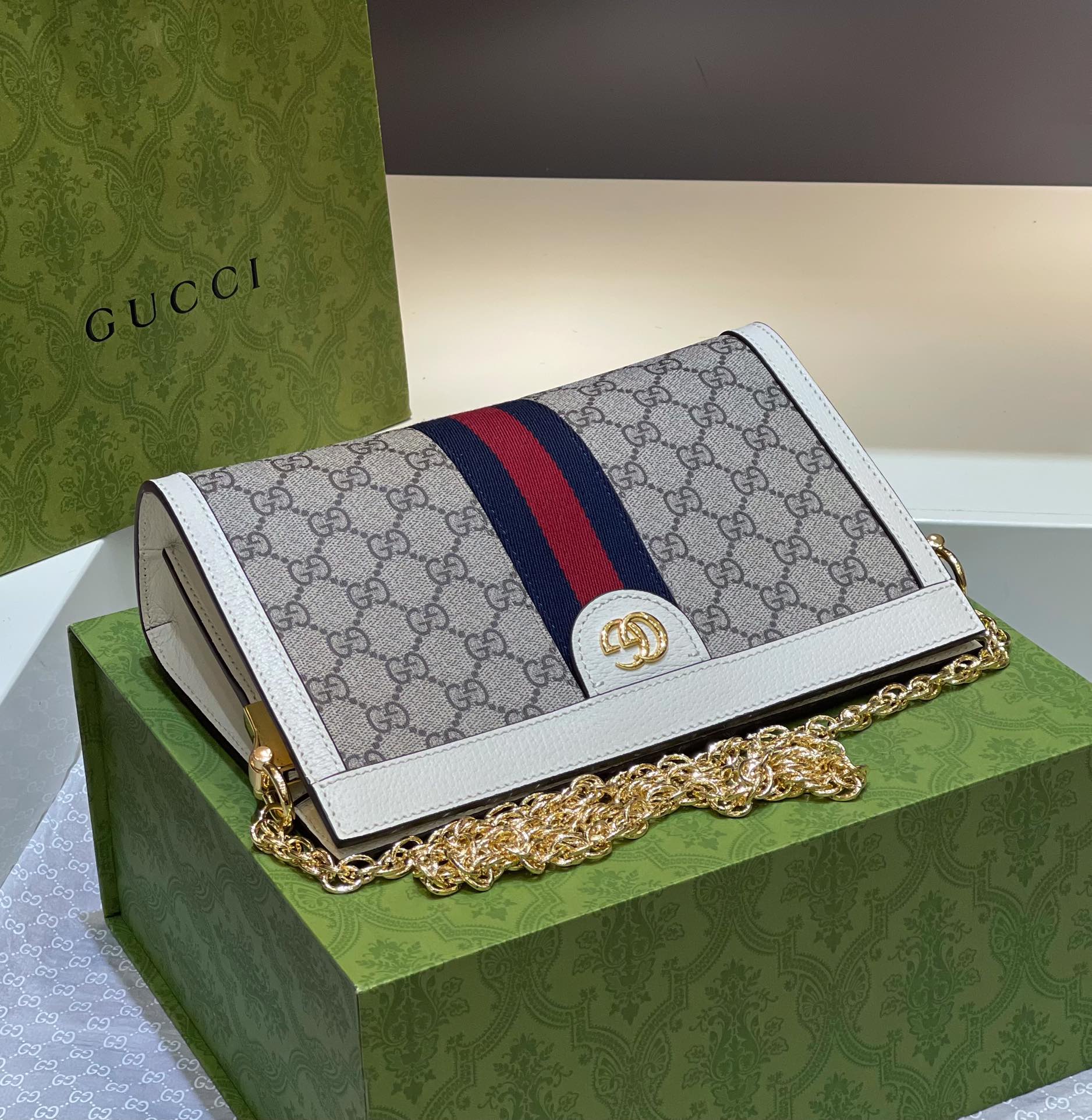 GUCCI Ophidia Canvas With Leather Chain Bag Envelope Bag Clutches Shoulder Bag Crossbody Bag Mini Women's Ebony/Brown GUCCI Ophidia Canvas With Leather Chain Bag Envelope Bag Clutches Shoulder Bag Crossbody Bag Mini Women's Ebony/Brown