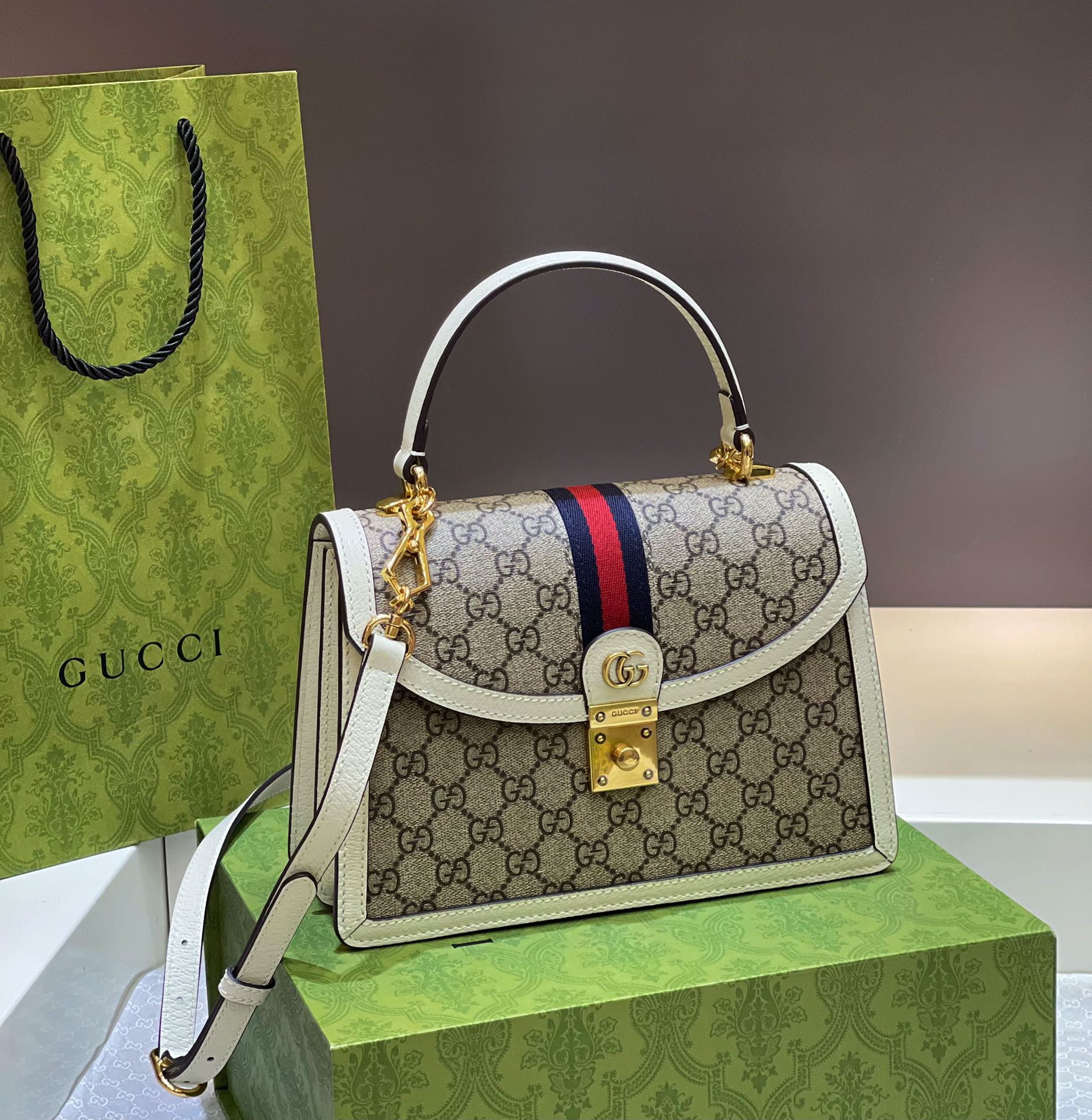 Gucci Ophidia Web Small Top Handle Crossbody Bag Gucci Ophidia Web Small Top Handle Crossbody Bag