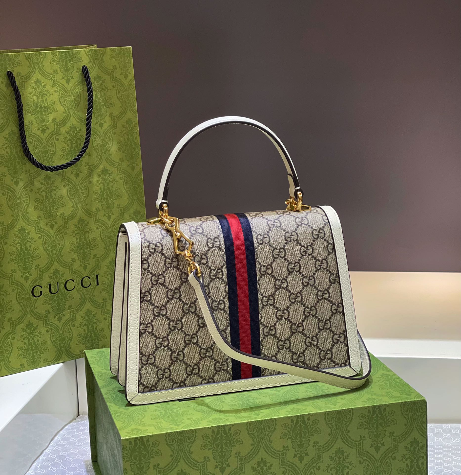 Gucci Ophidia Web Small Top Handle Crossbody Bag Gucci Ophidia Web Small Top Handle Crossbody Bag