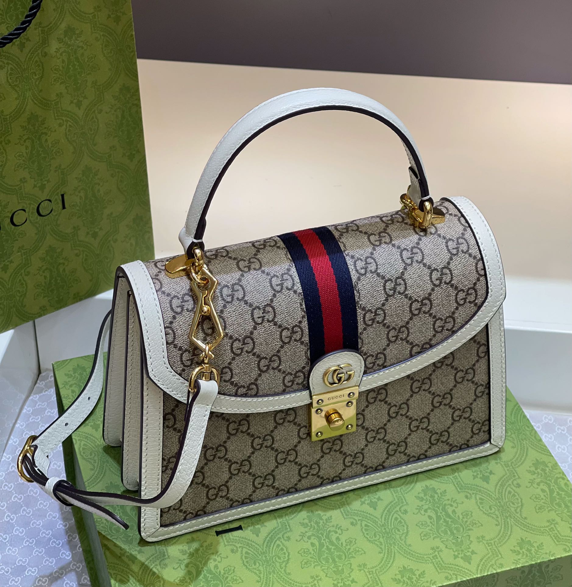 Gucci Ophidia Web Small Top Handle Crossbody Bag Gucci Ophidia Web Small Top Handle Crossbody Bag