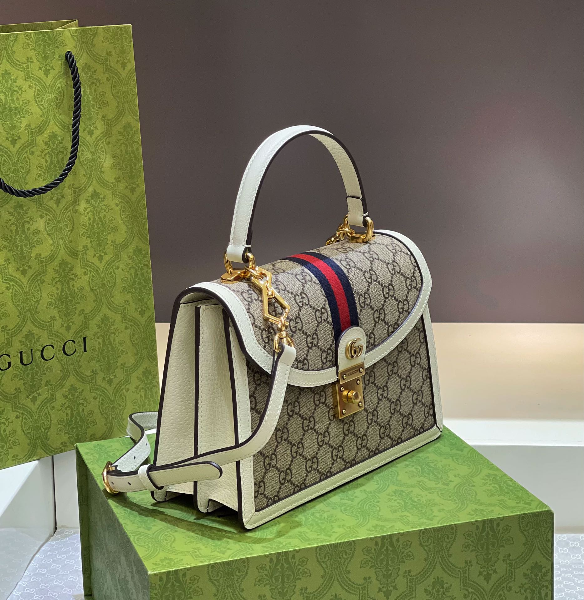 Gucci Ophidia Web Small Top Handle Crossbody Bag Gucci Ophidia Web Small Top Handle Crossbody Bag